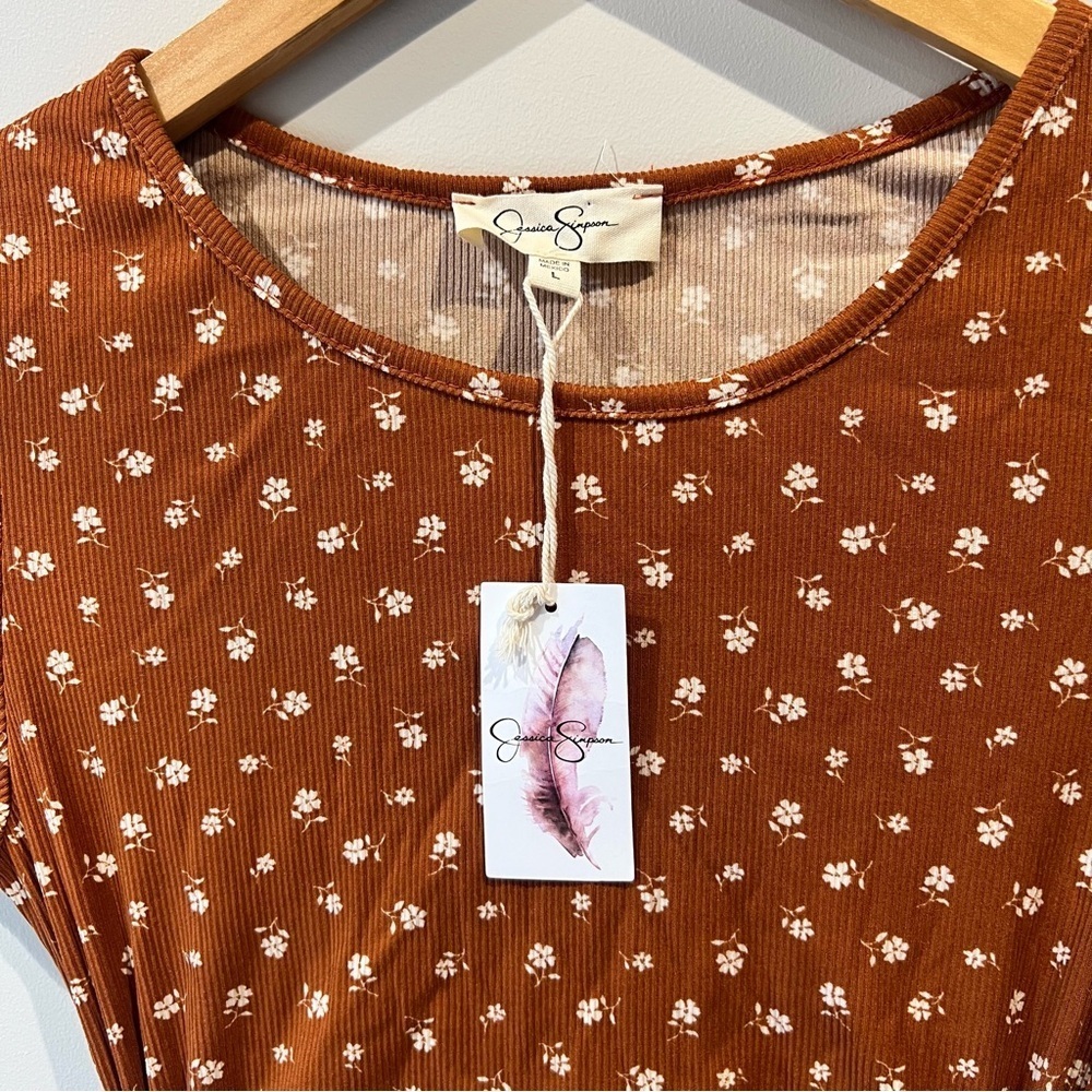 Jessica Simpson Brown Floral Cut Out Mini Dress - Picture 2 of 3
